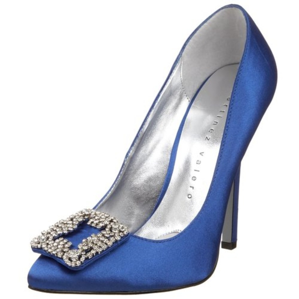 Martinez Valero Blue Satin Pumps Shoes NEW IN BOX